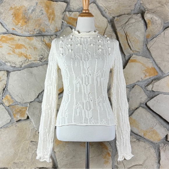 Ulla Johnson Sweaters - Ulla Johnson Cotton Blend Pointelle Sweater Cream | M